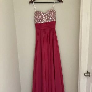 Blondie Strapless Pink Sequin A-line Prom/Formal Dress Size 0
